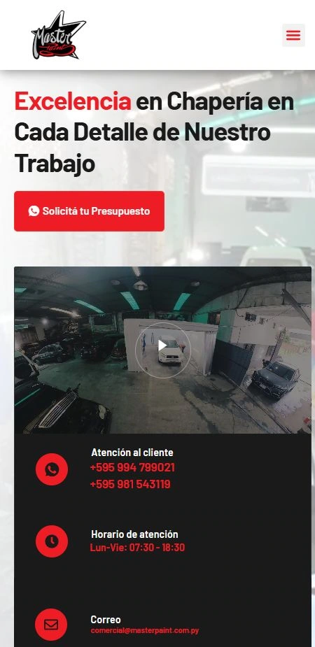 Vista del sitio web en móvil
