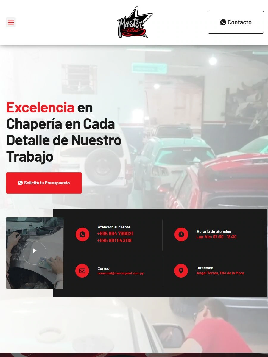 Vista del sitio web en tablet