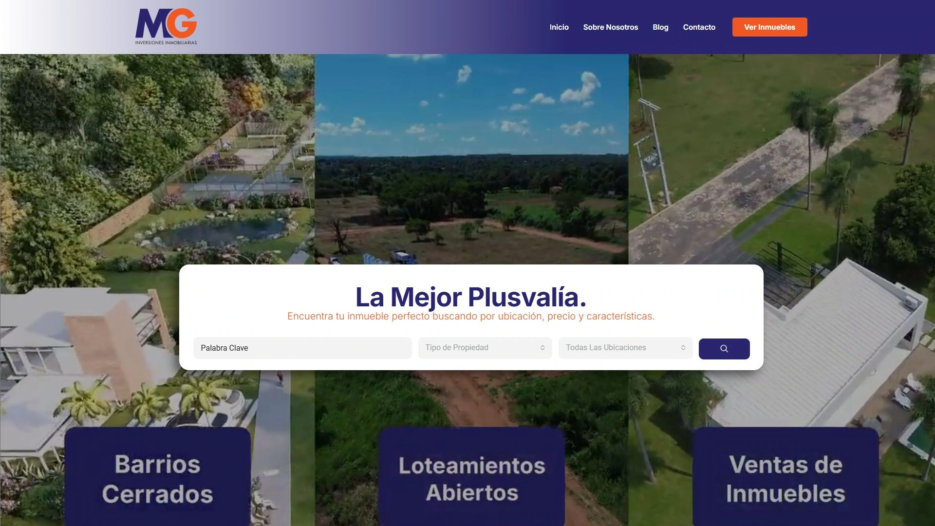 Vista previa del sitio de MG Inversiones Inmobiliarias