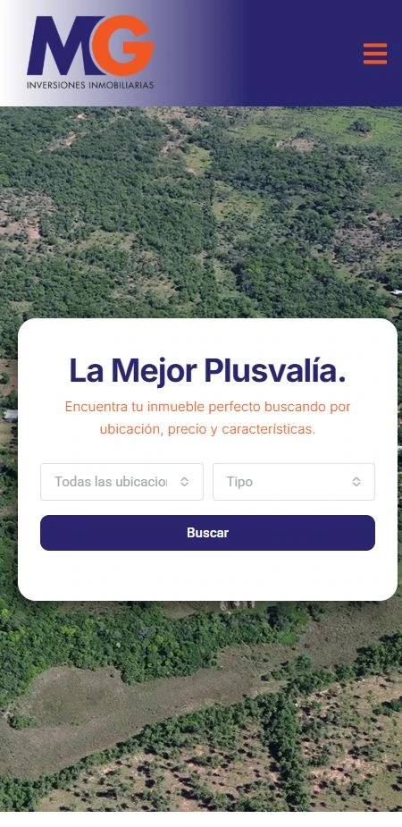 Vista del sitio web en móvil