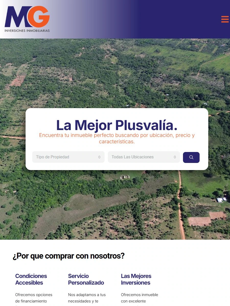 Vista del sitio web en tablet