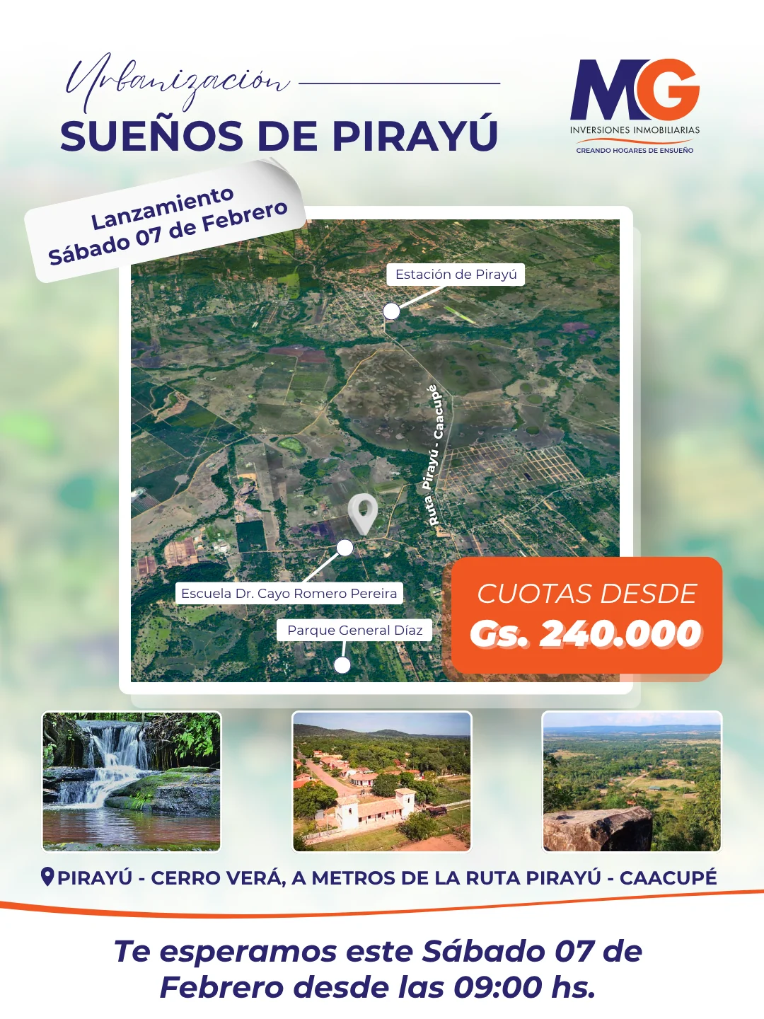 Mapa de ubicación y lanzamiento de la urbanización Sueños de Pirayú.