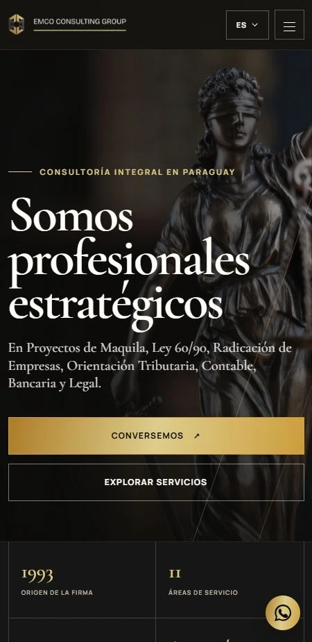 Vista del sitio web en móvil