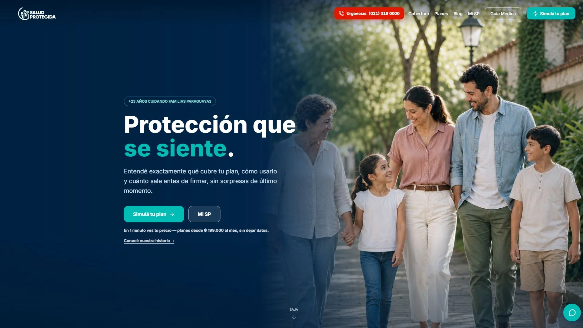 Vista previa del sitio de Salud Protegida