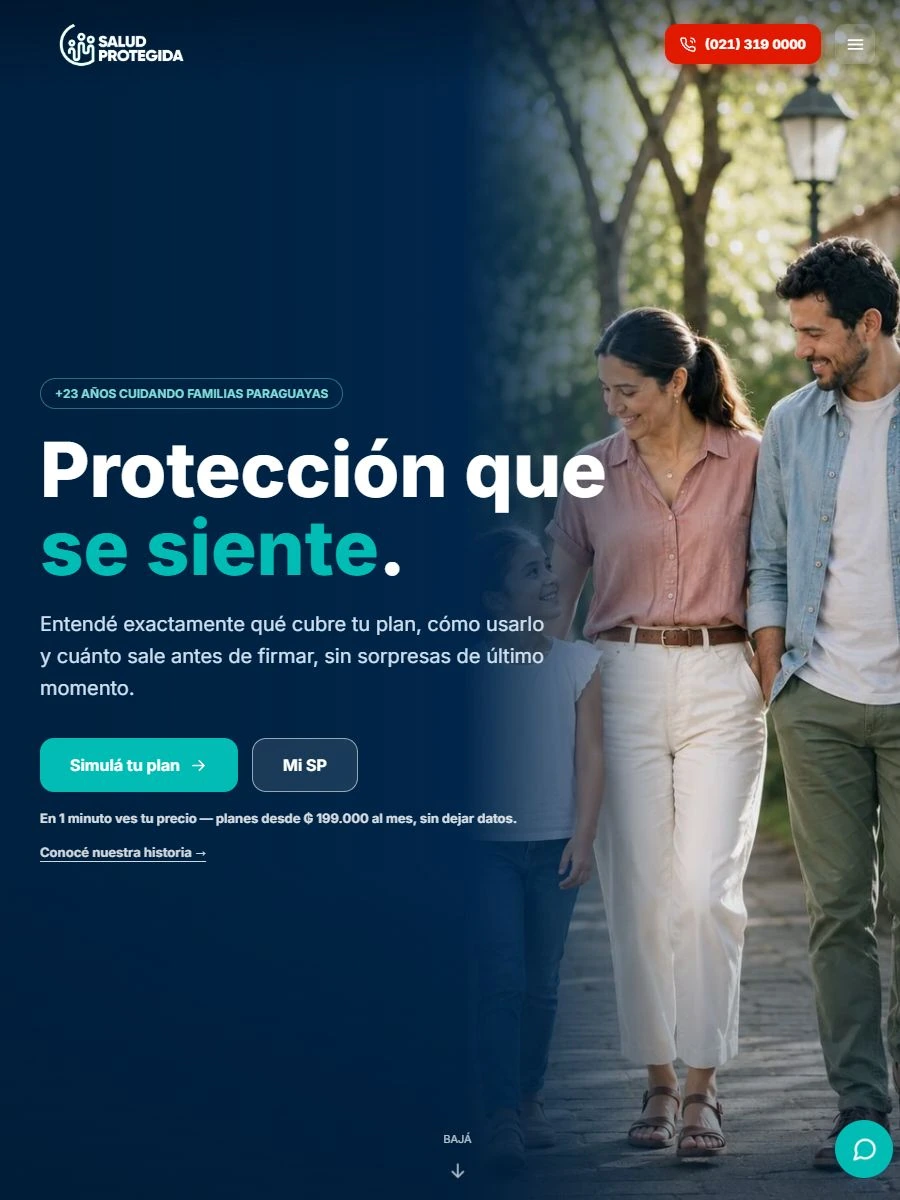 Vista del sitio web en tablet
