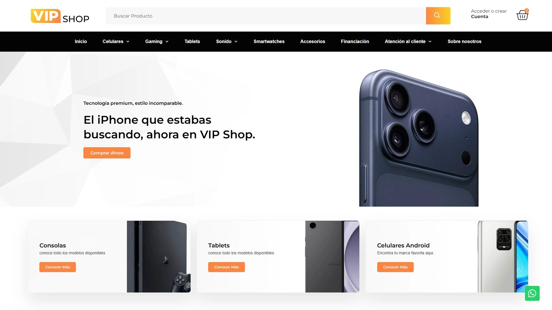 Vista previa del sitio de VIP Shop
